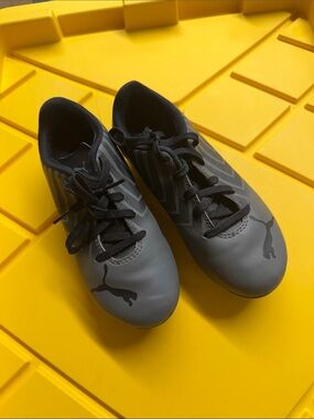Puma Kids Gray and Black Soccer cleats